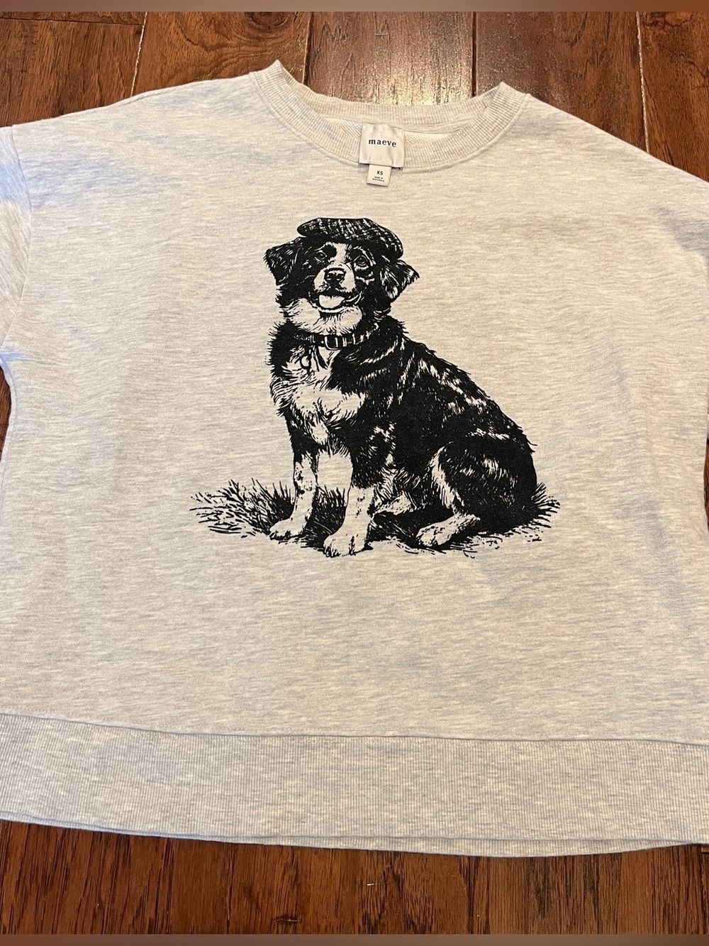Maeve Light Gray Sweatshirt with Dog Graphic Size XS